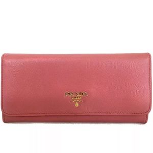 Prada Saffiano Leather Long Flap Wallet Pink